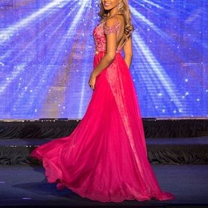 Beautiful fuchsia gown with embellishments